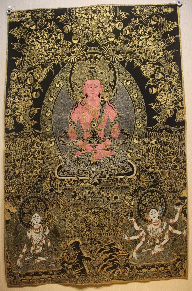 Nice Chinese Tibet Buddhist embroidery Brocade Tapis Thangka Tangka Amitayus