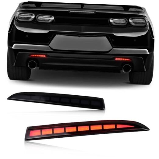 Smoked LED Rear Bumper Reflectors Fog & Brake Tail Lights Compatible with Various Models