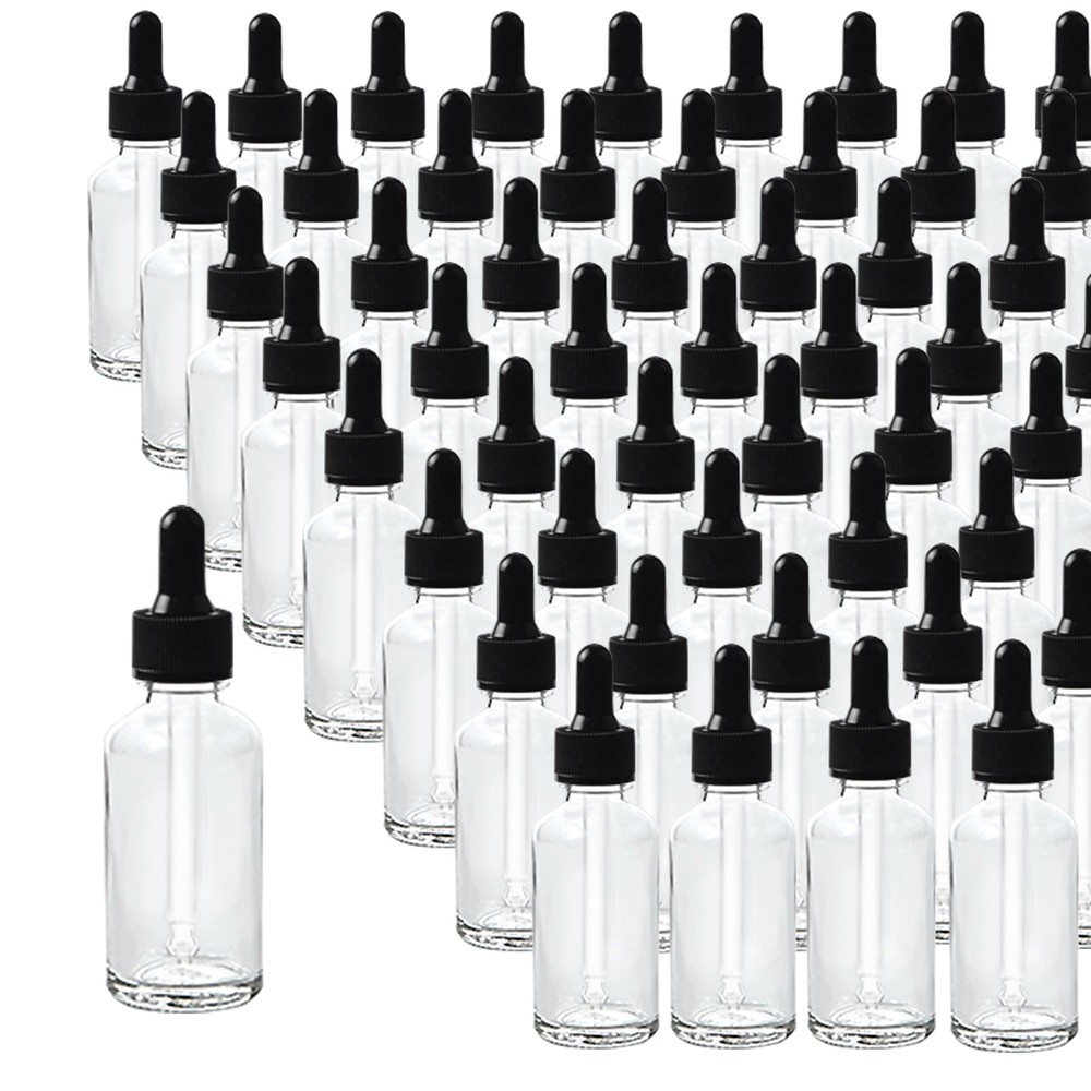 48 Pack 1oz Clear Glass Dropper Bottles, Eye Dropper Bottles with Glass Dropp...