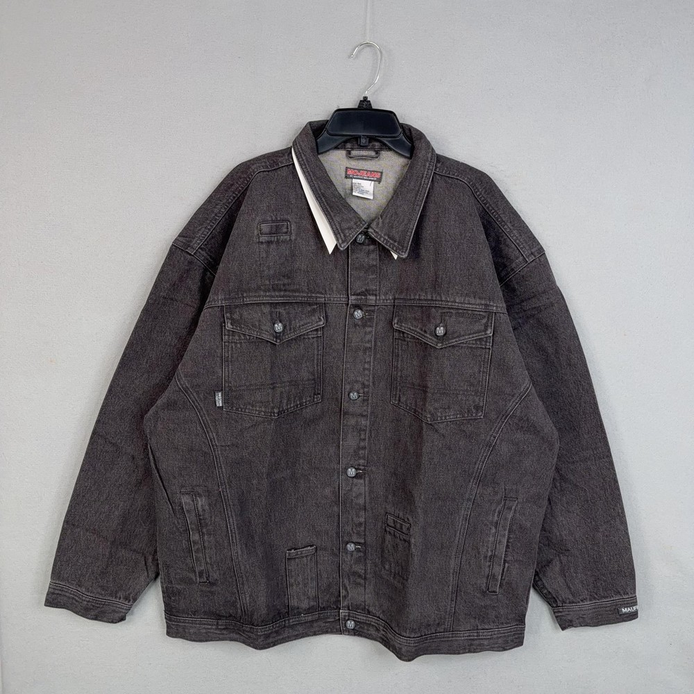Vintage Maurice Malone Jacket Mens 4XL Gray Denim Varsity MoJeans Hip Hop 90s