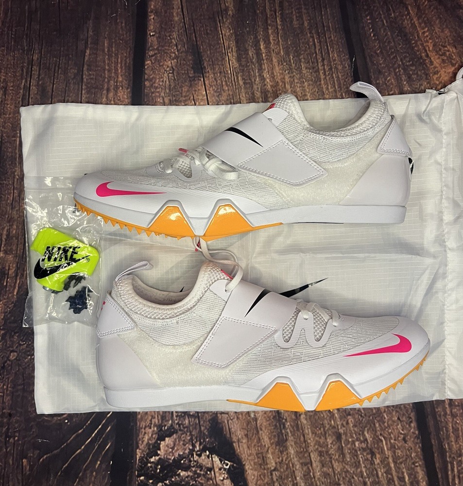 Size 11 Men’s Nike Zoom Pole Vault Elite 3 Track Spikes White Orange AA1204-101