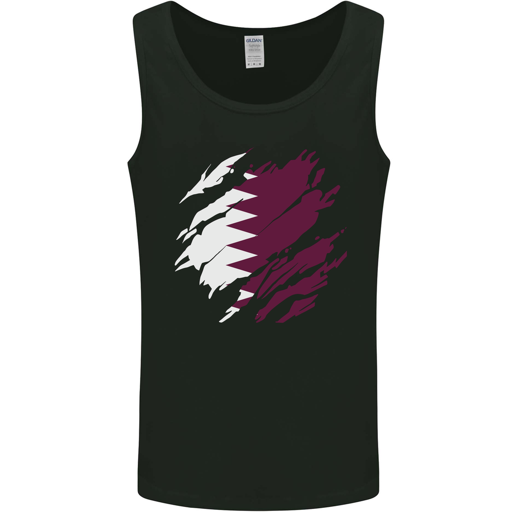 Torn Qatar Flag Qatari Day Football Mens Vest Tank Top