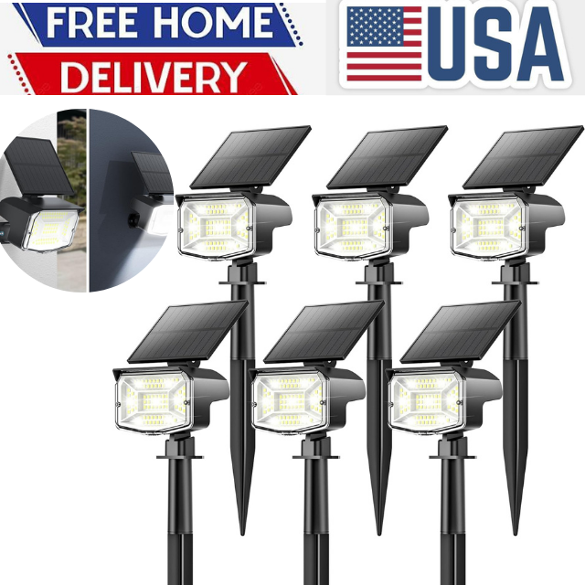 6 Pc Garden Waterproof LED Solar Spot Lights Outdoor Light Landscape Lamp 3 Mode