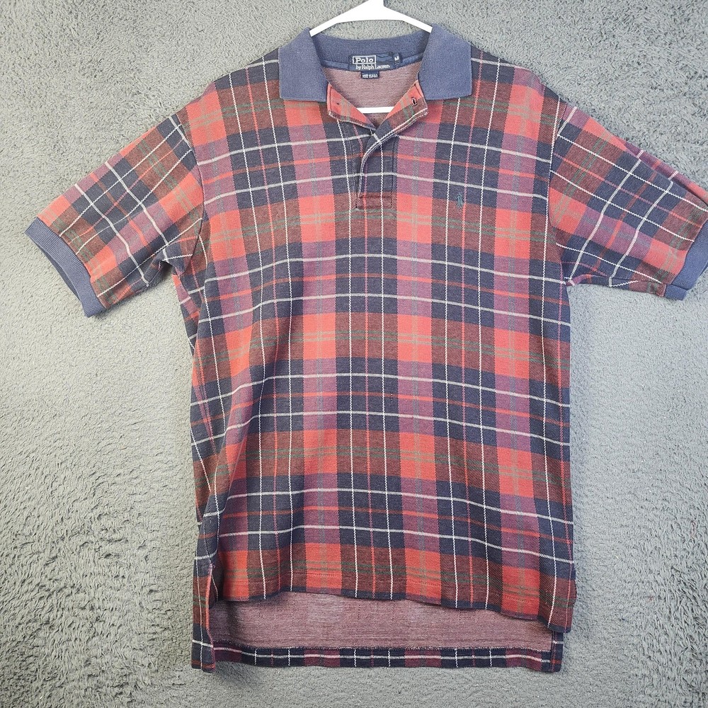 Vintage Polo Ralph Lauren Shirt Mens Medium Plaid Made USA Cotton 90s