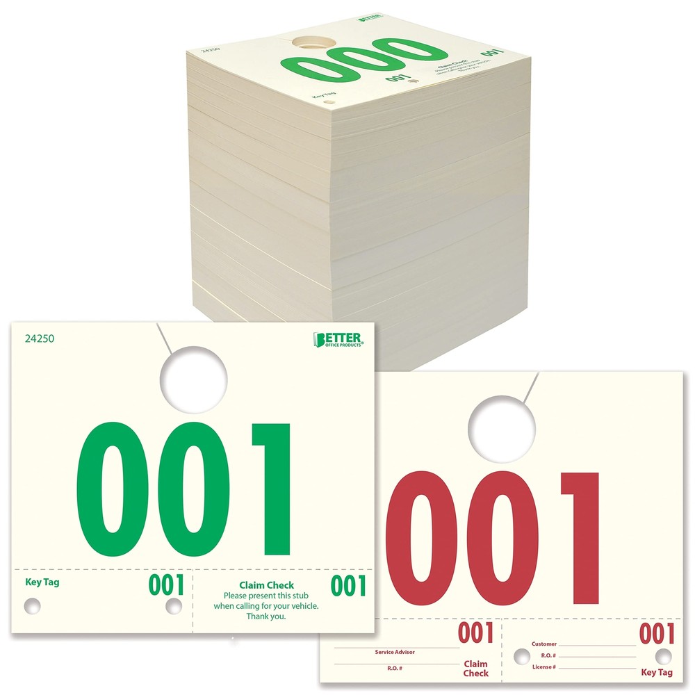 Service Dispatch Numbers, 1000 Count, Numbered 000-999, Car Repair Tags, Serv...