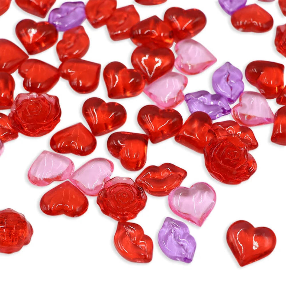 20pcs Acrylic Love Heart Ornaments for Valentine Wedding Party Decor  