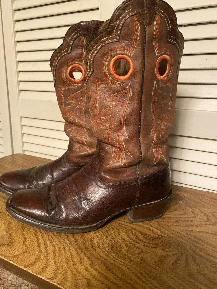 Ariat Men's Brown Boots Size 13EE with Orange Stitching Style 10005876