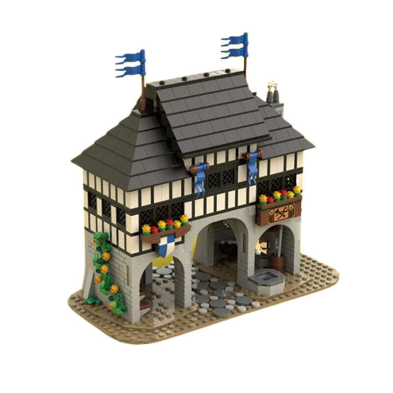 1207pcs Medieval Village Market Castle Keep MOC-139581 Building Block Set for Creative Play