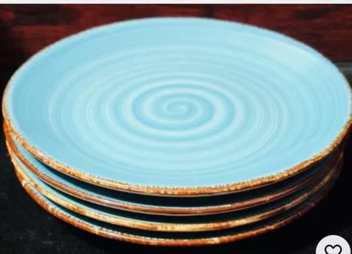 Royal Norfolk Set Of 4 Turquoise Blue Swirls Mid Century Style Salad Plates 7.5”