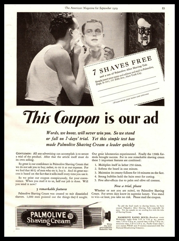 1929 Palmolive Shaving Cream 
