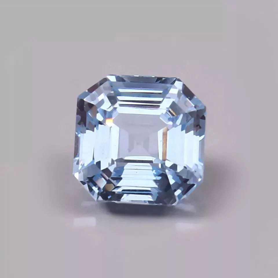 Aquamarine Asscher Cut Sky Blue 6+ Ct Natural Loose Certified Gemstone