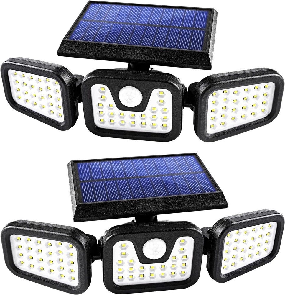 20000LM Solar Security Light with 3 Heads 74 LEDs Motion Sensor Waterproof Outdoor Lamp