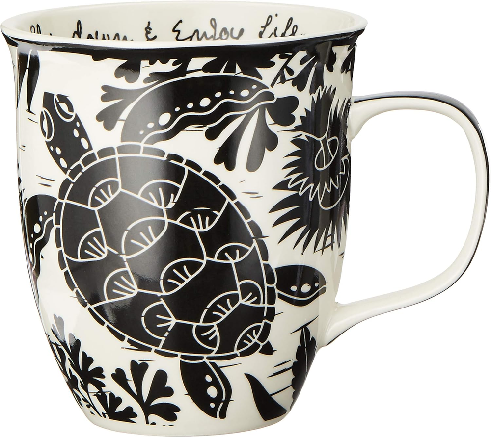 Gifts 16 Oz Black and White Boho Mug Sea Turtle - Cute Coffee and Tea Mug - Cera