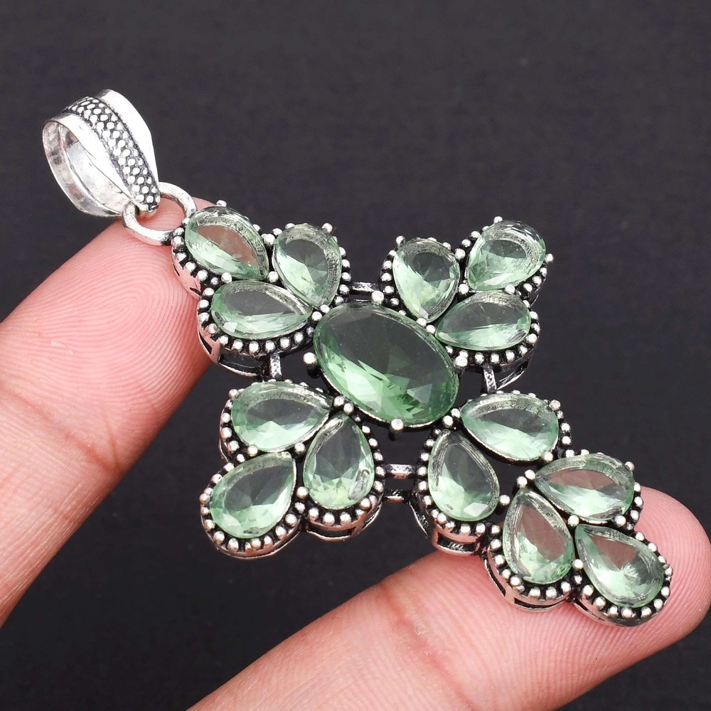 Peridot Gemstone Ethnic Handmade Cross Pendant Jewelry New Year Gift  AP-16300