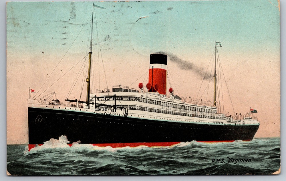 Vintage RMS Virginian Cruise Ship Ocean Liner Postcard Z12