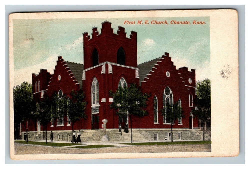 First Methodist Church, Chanute KS c1916 Vintage Postcard