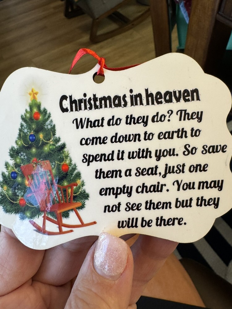 NEW CHRISTMAS IN HEAVEN Tree Ornament or Gift Tag Pressed Wood Rocking Chair