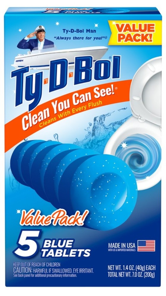 Ty D Bol Blue Toilet Bowl Cleaner Tablets 5 Pack 7 oz Value Size