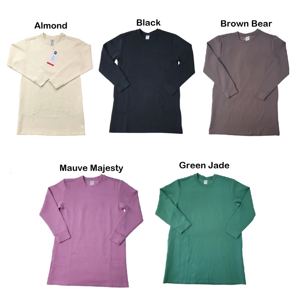 Members Mark Women's Pockets Long Sleeve Crewneck Luxe Dress-image