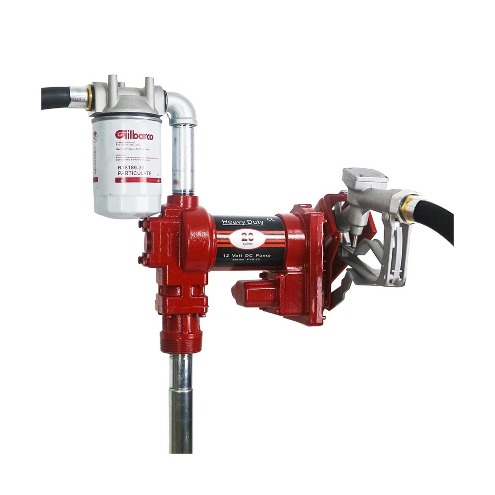 12V Fuel Transfer Pump w/Manual Nozzle, 20 GPM High Flow DC Diesel Transfer P...