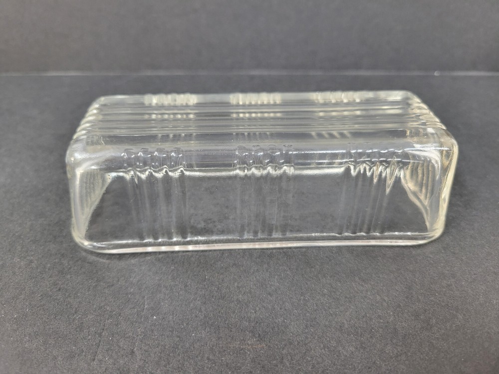 VTG Ribbed Glass Butter Dish Lid 5-7/8 x 2-1/4 Inches Excellent Condition
