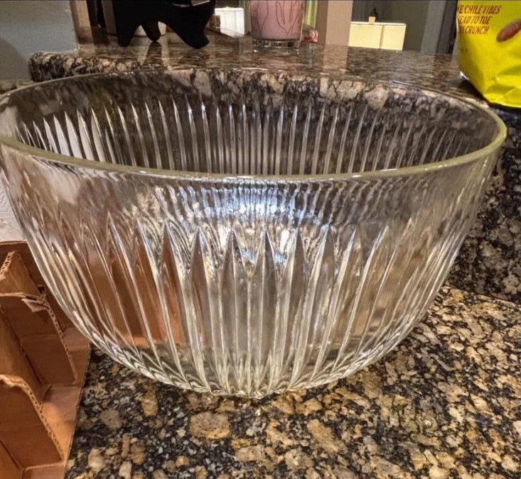 Vintage Crystal Slotted Glass Punch Bowl Set With 12 Cups