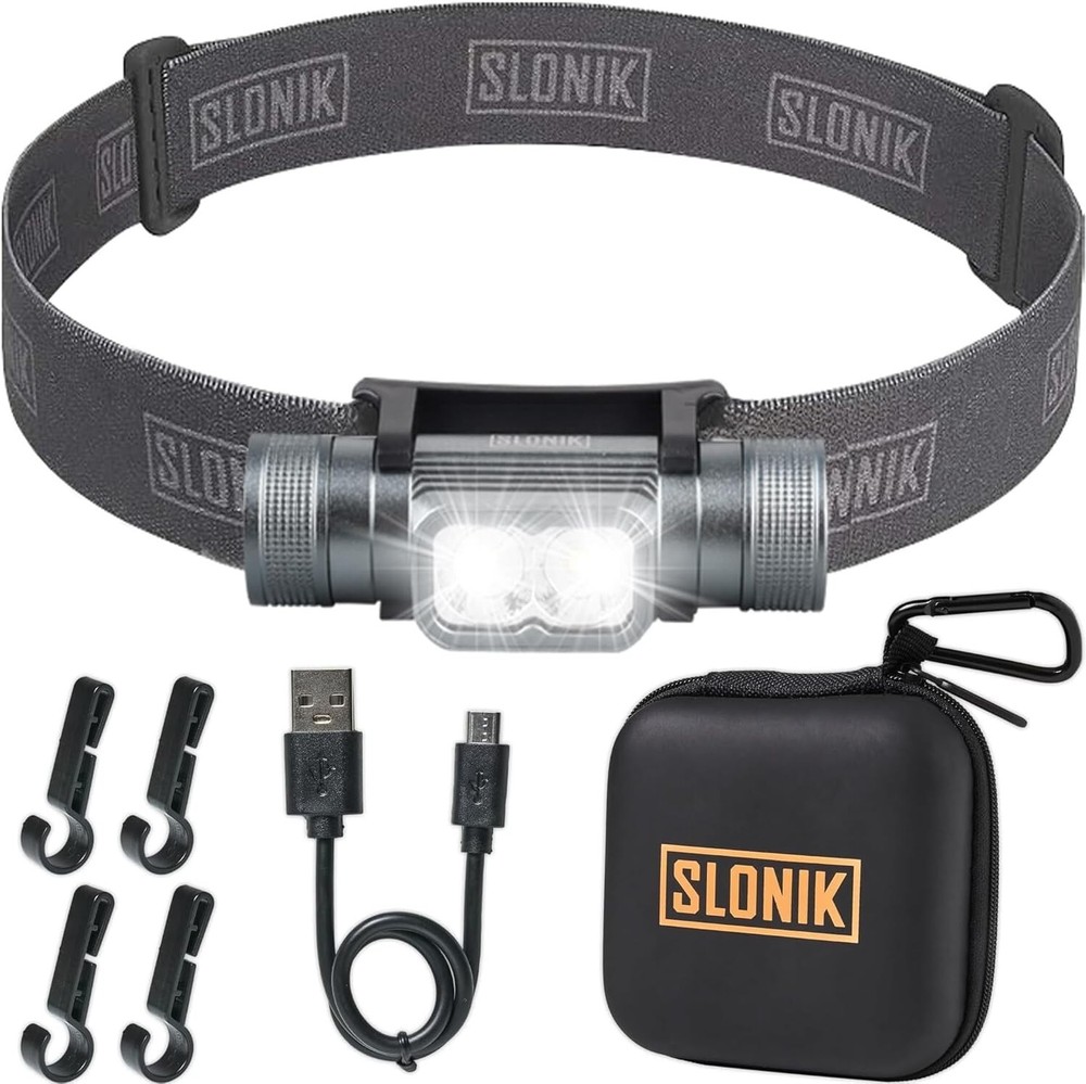 SLONIK Rechargeable Headlamp for Adults 1000 Lumens Super Bright 600 Ft Beam LED