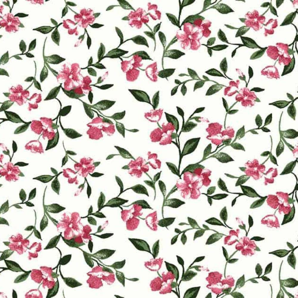 Tiny Floral Print Double-Sided Brushed Fabric in Offwhite Red