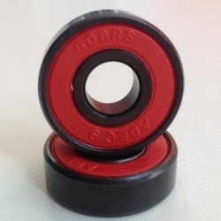 Set of 8 Skateboard Black Bearings with Bronze Cage & Red Rubber Seals 8x22x7mm