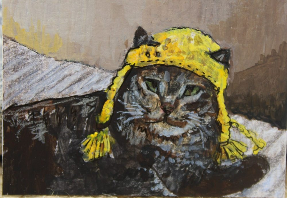 Funny Cute Kitten Kitty ACEO Original Art by Rockn Palette