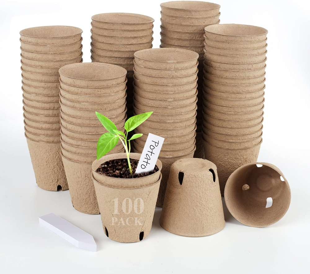 100PCS Peat Pots, 3.15Inch Seed Starting Pots with Drainage Holes round Nursery