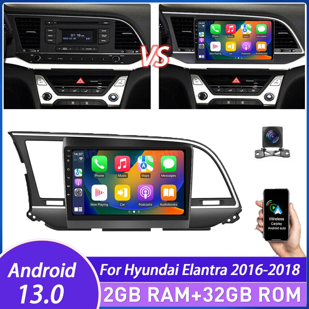 For Hyundai Elantra 2016-2018 Android 13 Carplay Stereo Radio GPS Navi BT
