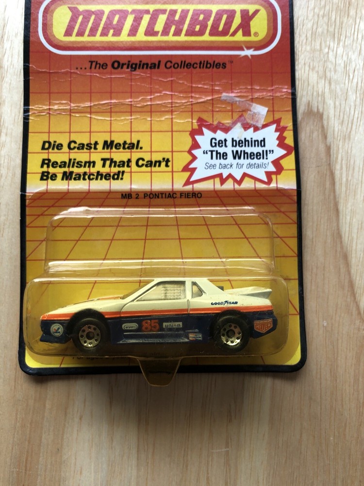 NIB 1983 MATCHBOX MB2 PONTIAC FIERO 85 GOOD YEAR NEW BOX RARE VTG-image