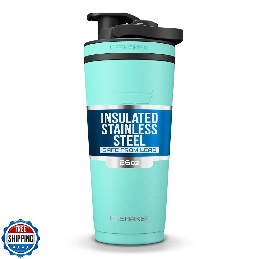 Ice Shaker Insulated Stainless Steel Shaker Bottle | 26oz, Mint |