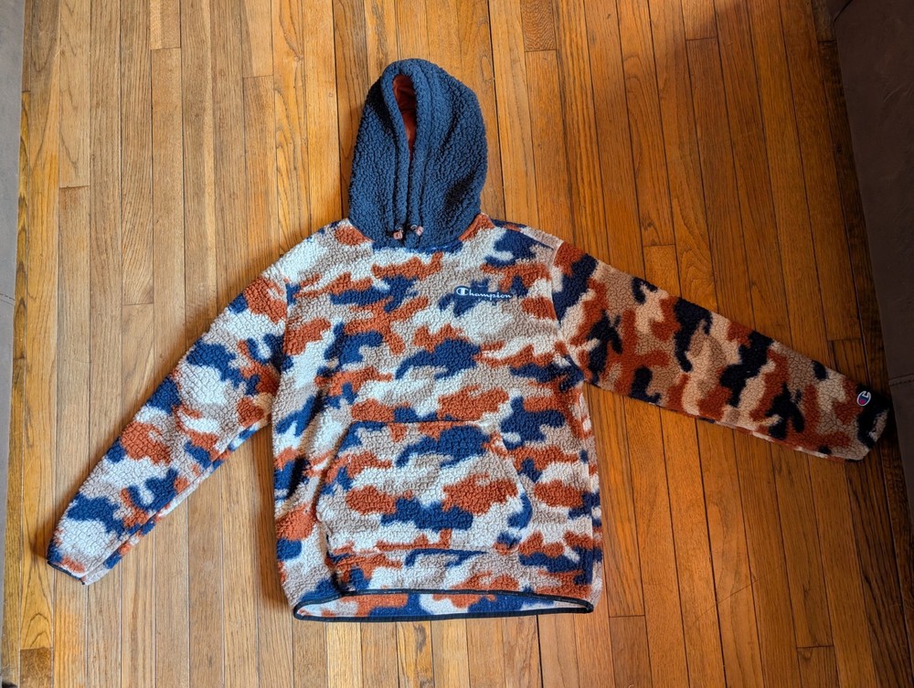 Champion Camo Sherpa Pullover Hoodie Small Athleticwear
