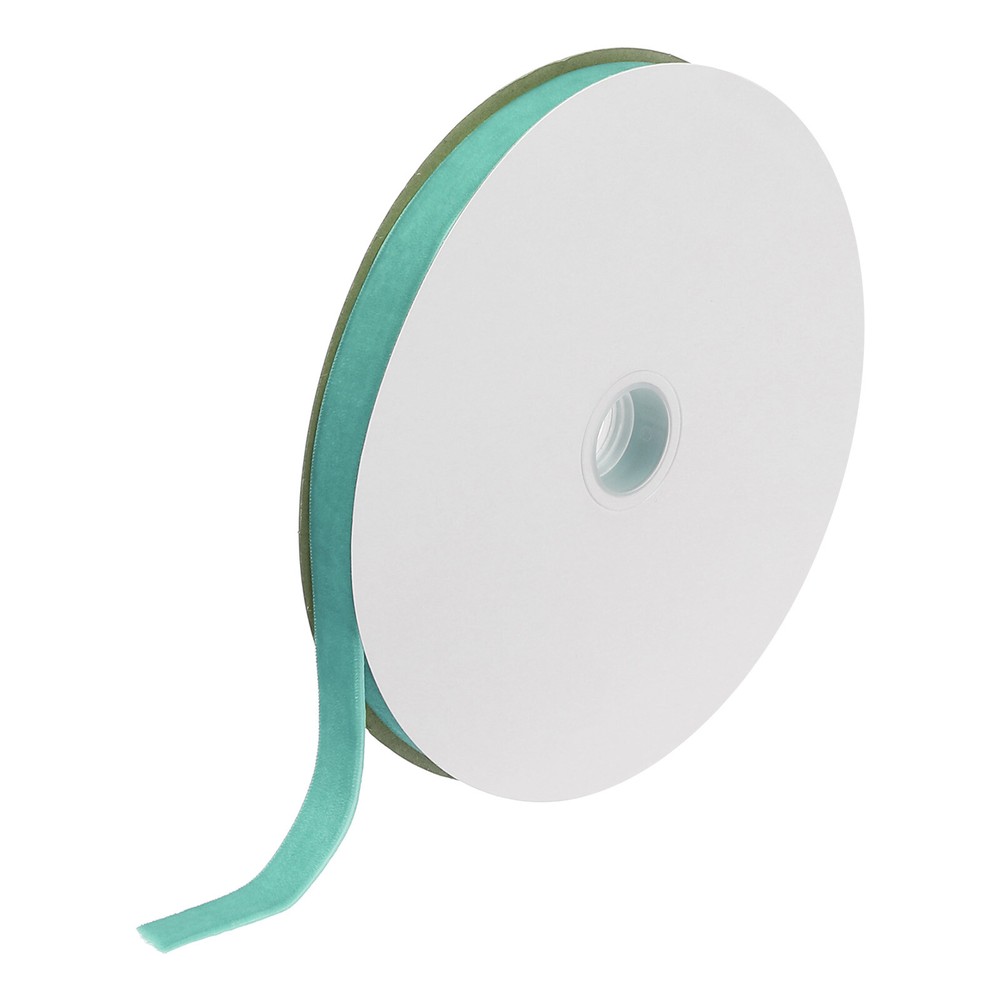 Velvet Ribbon 5/8 Inch x 25 Yard Single Face Spool Silky Velvet Fabric Lake Blue