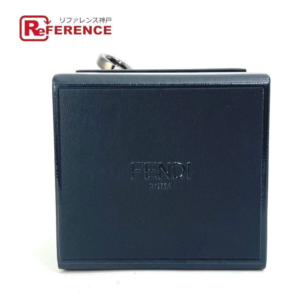 RARE FENDI 7AR894 Mini Box Bag Charm Key Holder in Black Leather Pre-Owned