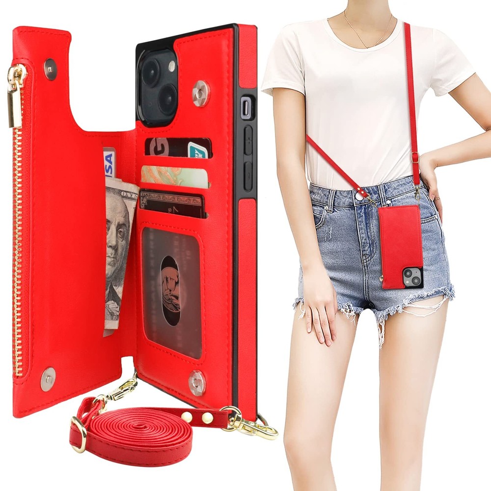 Slim RFID Blocking Crossbody Wallet Case for iPhone 14 Plus with Card Holder
