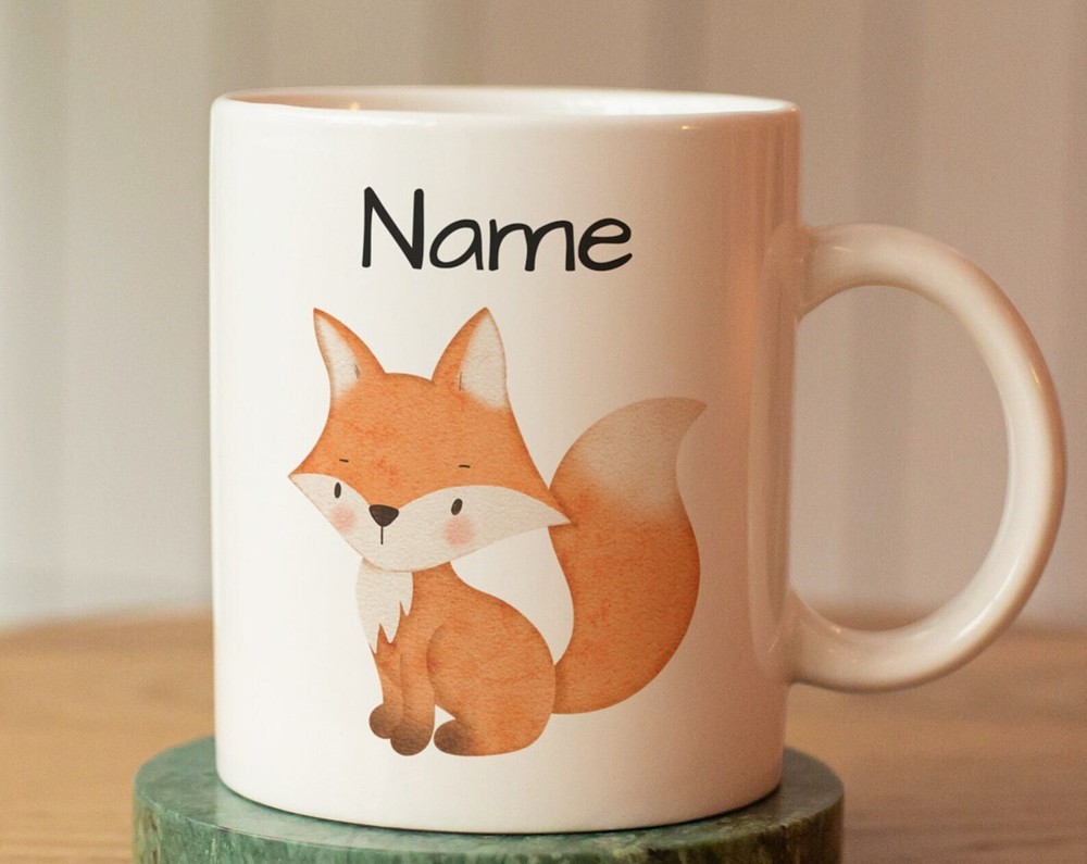 Custom Kids Fox Mug with Name – Fun Ceramic Cup Gift