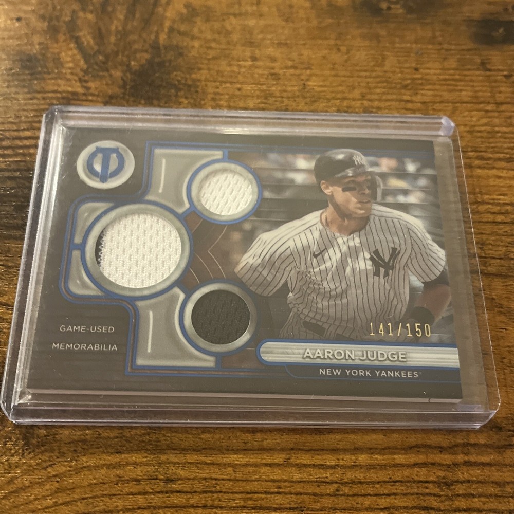 2024 Topps Tribute - Triple Relics Blue #TTR-AJ Aaron Judge /150 (MEM) Game Used