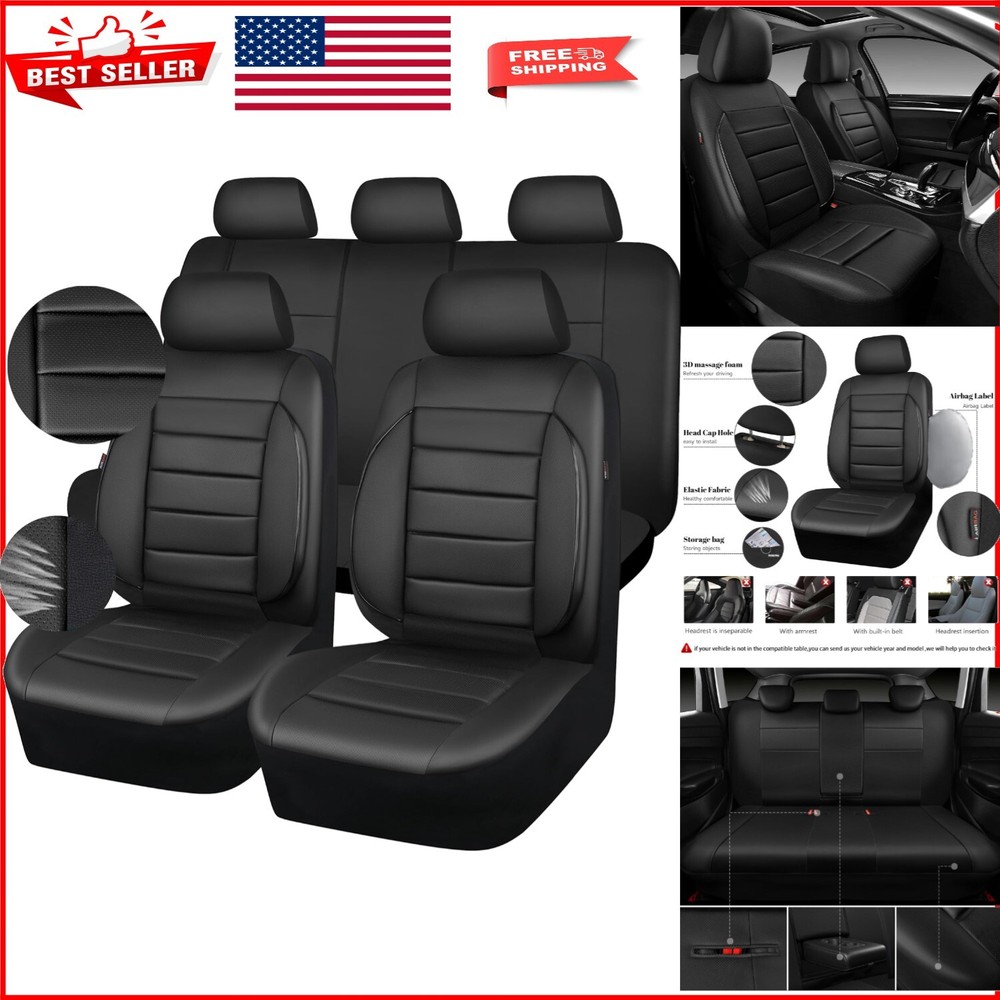 Water-Resistant Full Set of Leather Car Seat Covers - Perfect for Families