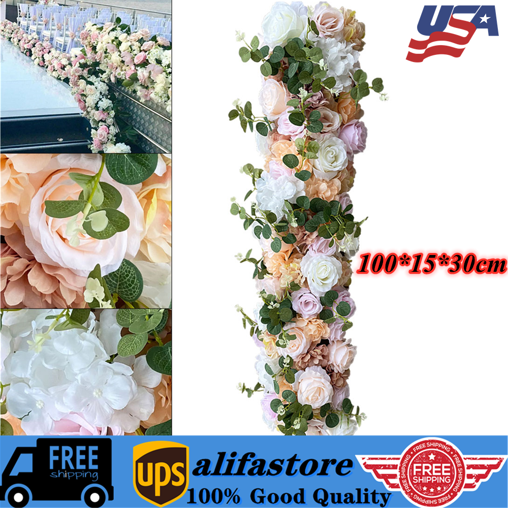 Artificial Silk Flower Row Panel Wedding Draping Floral Garland Backdrop 100cm