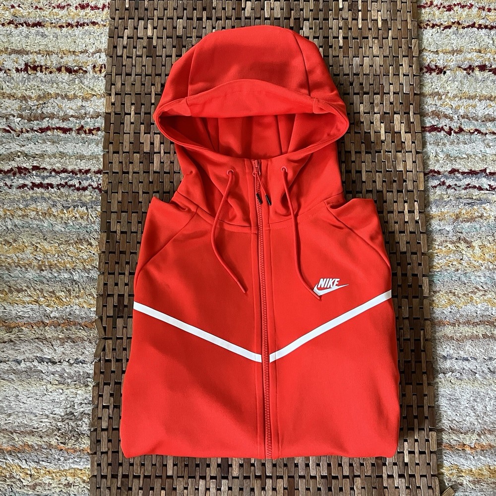 Nike Tech Fleece Full Zip Hoodie Hoody Jacket Red Men’s Size Large L