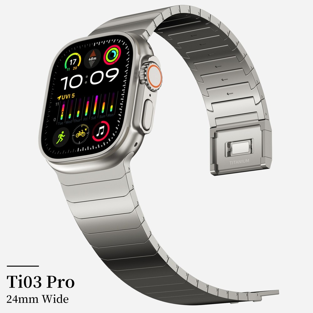24mm Wide Watch belt Full Titanium Band with Magnetic Clasp for Apple Watch