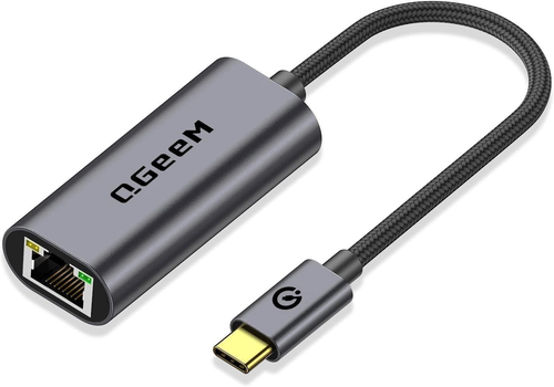 QGeeM USB C to Ethernet Adapter - Gigabit Type C in Classic Gray