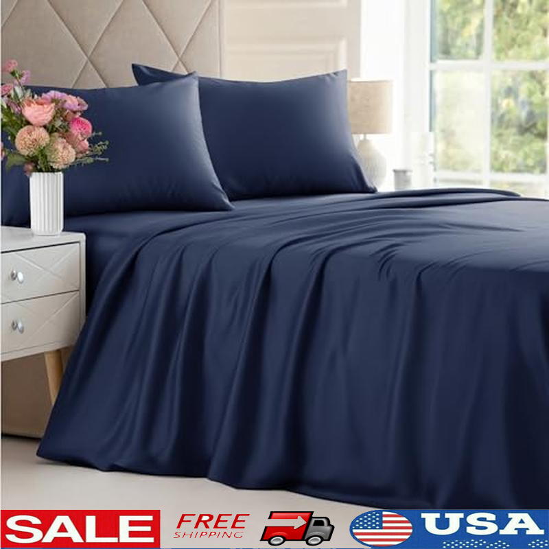 100% Bamboo Rayon Queen Bed Sheets - Stay Cool Soft Breathable Comfort