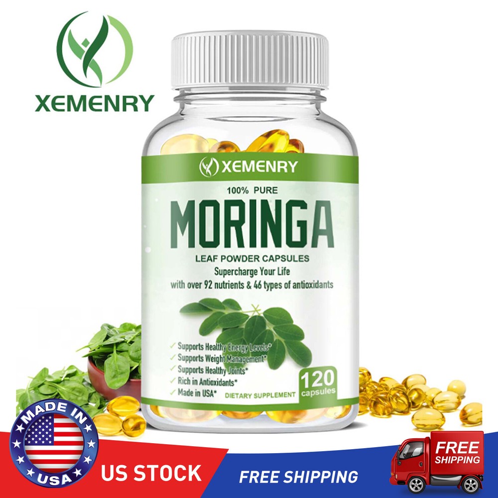 Moringa Capsules 1000mg -Weight Loss, Green Superfood, Metabolism Health Support