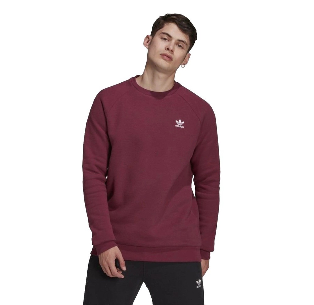 adidas Originals Men's Essentials Trefoil Crewneck Sweatshirt Victory Crimson L