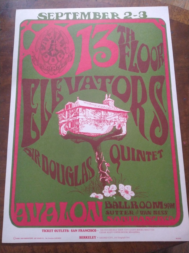 VINTAGE 13th Floor Elevators Family Dog Stanley Mouse Poster No. 24-2 RARE
