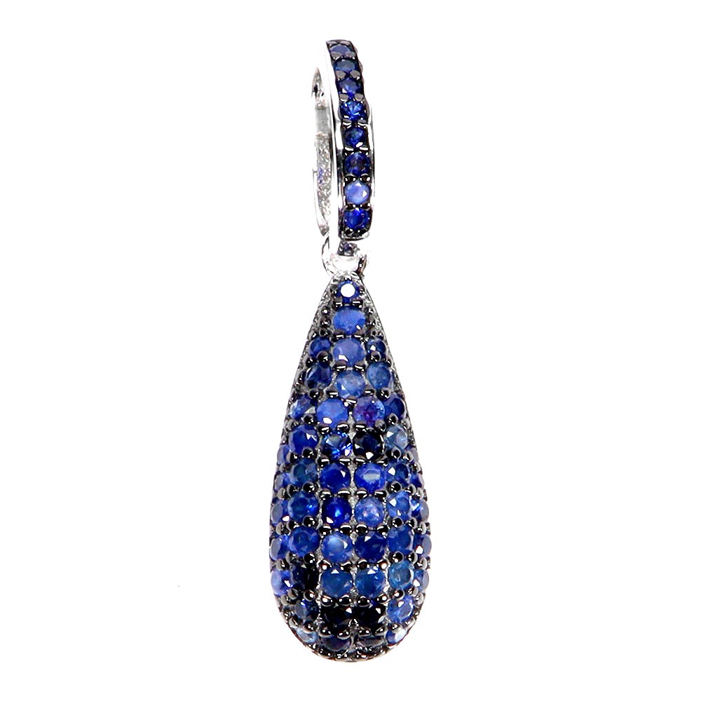 925 Sterling Silver Pendant Blue Sapphire Round Diamond Cut Gemstone Jewelry